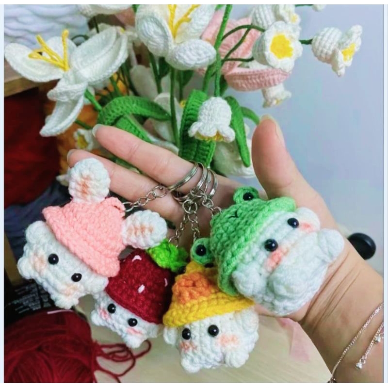 Móc khóa len nấm đội mũ handmade cute 🥰