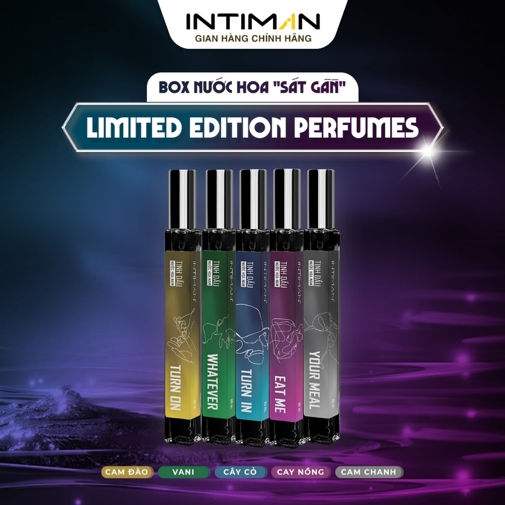   Limited Box  Tinh Dầu Nước Hoa Nam Intiman - Đánh Thức Mọi Giới Hạn Nam Giới  BST 5 mùi toàn diện  