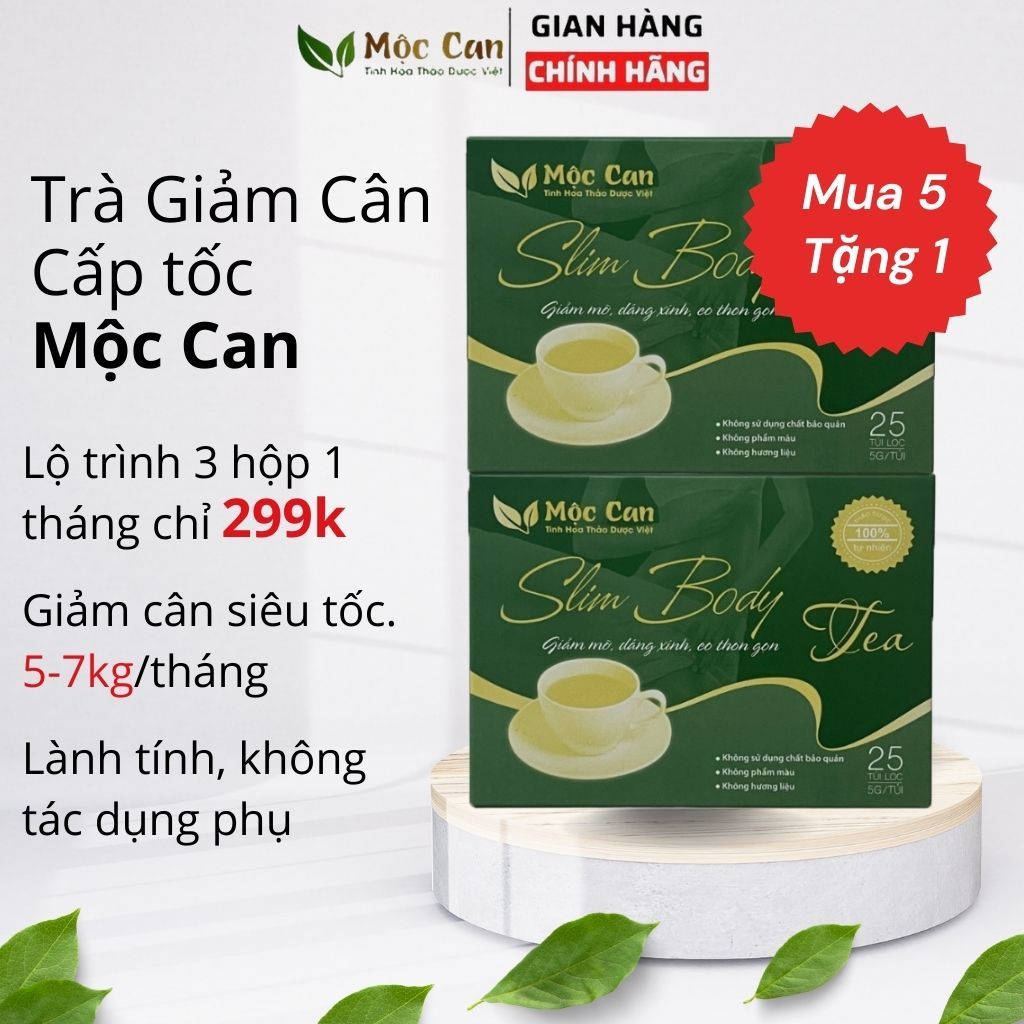 Trà giảm cân Mộc Can giảm mỡ bụng, mỡ đùi, trà giảm cân sau sinh, không tác dụng phụ, Hộp 25 gói