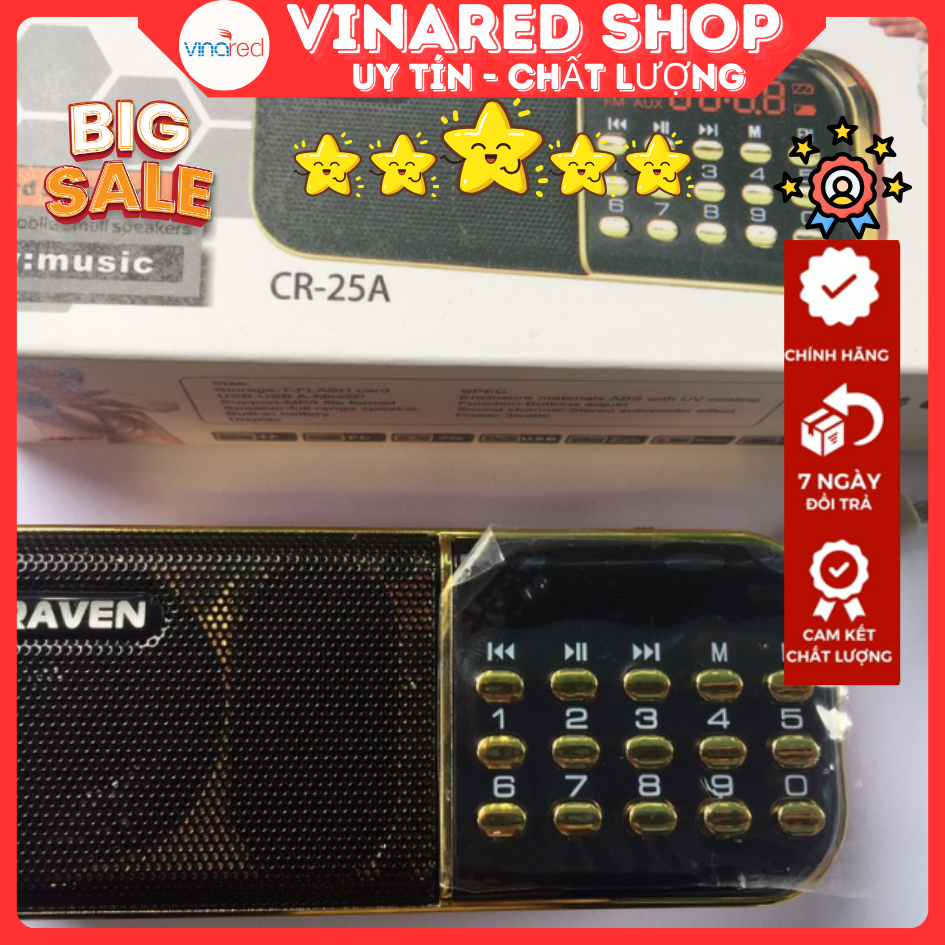 Loa Craven CR-25A - Nghe Nhạc, Thẻ Nhớ, FM 10-18000Hz, Pin Lithium 3.7V, Kích thước 12x4.7x3cm