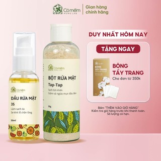 Combo Rửa Mặt Taptap Giảm Mụn Ẩn - Gồm Dầu Tẩy Trang Và Bột Rửa Mặt Cỏ mềm