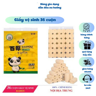 Túi 36 cuộn giấy vệ sinh BAIHOU 3 lớp không lõi 2.9 kg( hàng nội địa trung)