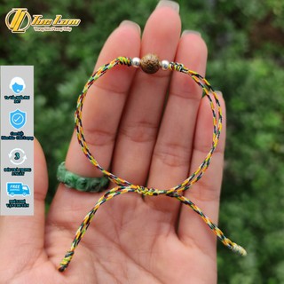 Vòng tay chỉ ngũ sắc tây tạng bện handmade hạt trầm hương bi trắng bình an may mắn - DIY TUỆ LÂM
