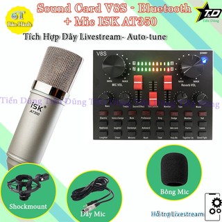 Bộ mic thu âm at350 và sound card v8s có auto-tune, tích hợp pin, bluetooth - bộ mic livestream đã có thể hát