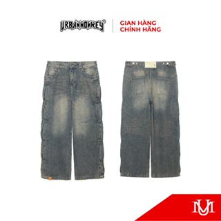 Quần Dài URBAN MONKEY Pleated Wash Denim Pants Form Baggy Nam Nữ Phối Màu Wash Vàng Chanh