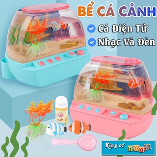 Đồ Chơi Bể Cá Cảnh Mini Mô Phỏng Thủy Cung Chế Độ Điều Khiển Cá Thú Vị Có Đèn Led Và Nhạc Vui Nhộn Dành Cho Bé