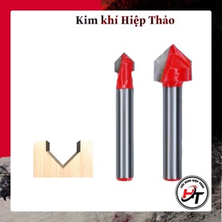 Mũi soi gỗ chữ V mũi phay alu 45 độ cốt 6.35mm lắp máy phay cầm tay MSV-DO-TQ