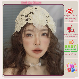 [SẴN]HA-1115 Mũ Len Dệt Kim Mỏng_ Mũ đan mỏng Huệ An Store Nón len đan hoa đính đá cao cấp thời trang hottrend