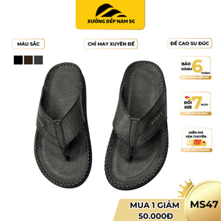 MS47| Dép Da Nam Xỏ Ngón Đế 2.5cm Cao Su Đúc Nguyên Khối | Bền Bỉ, Êm Ái, Thoáng Khí | Thời Trang Cao Cấp | Xưởng Dép SG