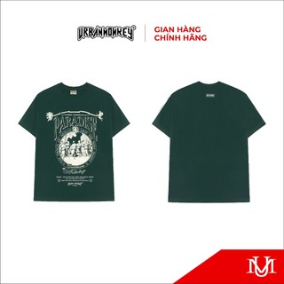 Áo Thun T-Shirt Unisex URBAN MONKEY " Apollo Tee Green " Chất Liệu Cotton In Cán Lụa Logo PVC Phối Màu Xanh Rêu