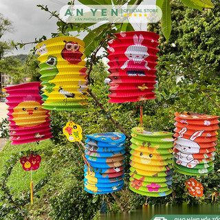 Lồng đèn giấy hình trụ có họa tiết halloween ,Trung thu - Lồng đèn giấy trang trí Trung thu Đèn Lồng Bí Ngô