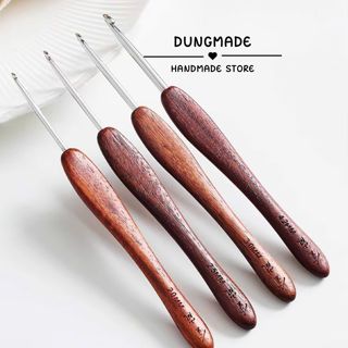 Kim móc Jinlan cán gỗ kim móc siêu nhẹ que móc cán gỗ que móc len