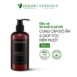 Dầu xả vỏ bưởi và bồ kết Herbario 300ml giảm gãy rụng, tóc mềm suôn mượt thuần chay