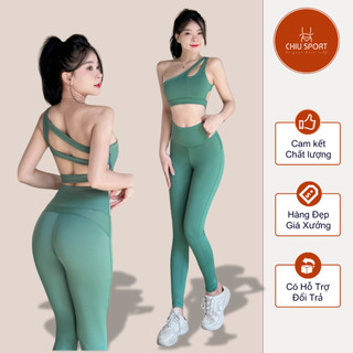 Đồ tập Gym yoga Aerobic nữ 💖 𝑭𝑹𝑬𝑬𝑺𝑯𝑰𝑷 💖 Đồ tập thể thao nữ áo dây chéo kèm mút chất co giãn-D45