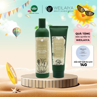 Cặp dầu gội xả tóc thảo dược Weilaiya gừng hà thủ ô giúp dưỡng đen và kích thích mọc tóc