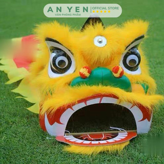 Đầu lân sư tử trung thu tặng kèm đuôi vải loại đẹp, đuôi kim sa và đèn nhấp nháy