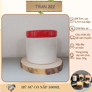 Hũ sứ có nắp dung tích 100ml - hũ đựng nến, đựng kẹo hay gia vị