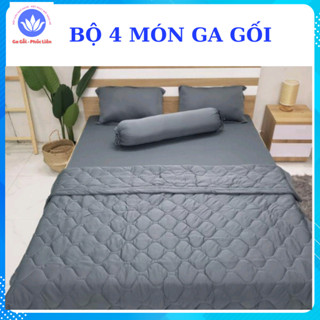 Bộ ga thun lạnh màu trơn [ CAO CẤP] 4 món gồm 1 drap bo chun + 2 vỏ áo gối nằm +1 vỏ áo gối ôm