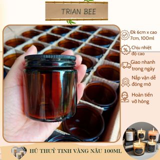 hũ thủy tinh màu nâu 100ml dùng đựng nến, chiết mỹ phẩm, chịu nhiệt tốt, thủy tinh tối màu