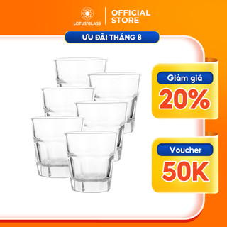 Bộ 6 cốc thủy tinh vát tám cạnh LOTUS GLASS VTC40x thấp Cốc thủy tinh thấp chính hãng dùng cho các đồ uống gia đình