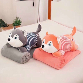 Bộ Chăn Gối Văn Phòng❤️Ảnh Thật❤️Chăn Gối Chó HUSKY
