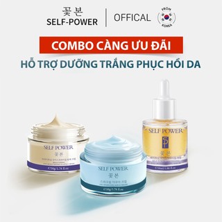 Combo Skincare Dưỡng Trắng Cấp Ẩm Phục hồi Da, Serum 30ml + Kem Dưỡng Rau Má 50g + Kem Dưỡng Căng Bóng Da 50g SELF POWER