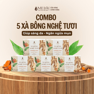 Combo 5 Xà Bông Nghệ MELA Thiên Nhiên Làm Sạch Sáng Mịn Body Tẩy Da Chết 100g - ML27