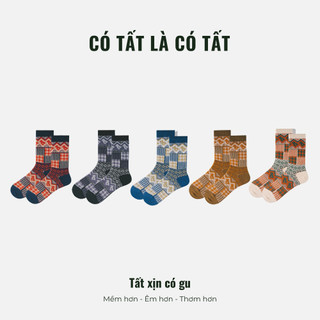 Tất thổ cẩm nam Qohiendai cao 21cm dày dặn thoáng mát _Có Tất Là Có Tất