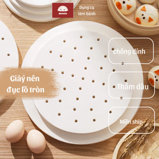 (Set 400 tờ)Giấy nến đục lỗ, giấy nến lót xửng hấp tre, giấy nến chống dính 2 mặt, chống nước, chịu nhiệt 250 độ C