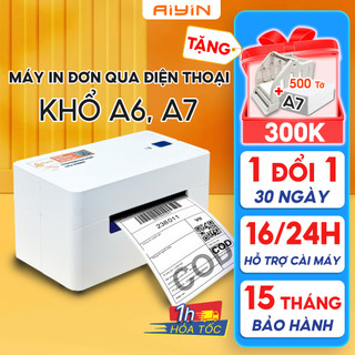 Máy In Nhiệt AYIN In Khổ A6,A7 In Đơn Hàng, Phiếu Gửi, Minicode, Logo Tự Dán, Bảo Hành 15 Tháng