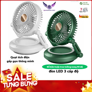 Quạt Tích Điện Mini Để Bàn 2024 - Quạt Điều Hòa USB Có Thể  Gập Lại - Tích Hợp Đèn LED
