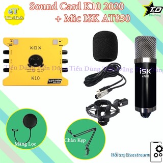 Bộ mic thu âm AT850 Sound card k10 2020 bản mới nhất dòng XOX chân màng - Bộ livestream đầy đủ đã kèm dây live stream