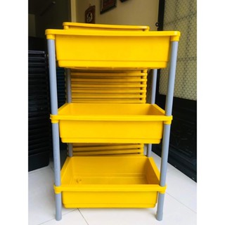 Bộ Khay Nhựa 3 Tầng Nuôi Cá, Trồng Rau 65x42x16 - Chân Màu Xám