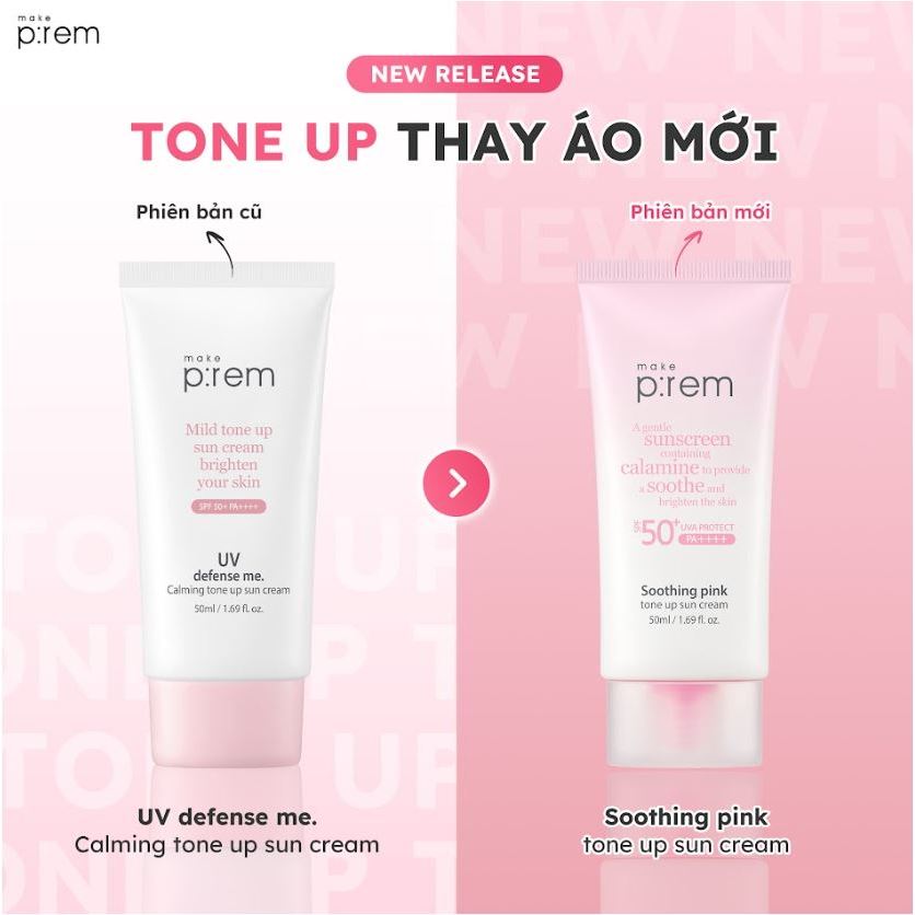 Kem chống nắng vật lý nâng tông da MAKE P:REM UV defense me. Calming tone up sun cream 50ml | BigBuy360 - bigbuy360.vn