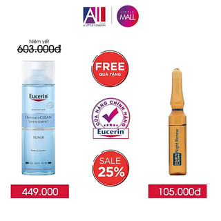 Nước cân bằng da nhẹ dịu Eucerin dermato clean hyaluron toner 200ml DATE 2.25 (Nhập khẩu)