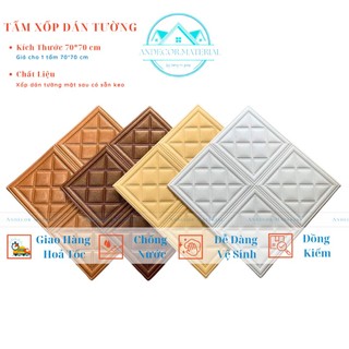 Xốp Dán Tường Giả Da Cao Cấp Kích Thước 70x70 cm, Mặt Sau Có Sẵn Keo