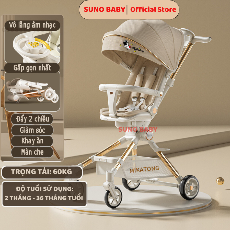 [Ảnh thật] Xe đẩy GẤP GỌN K8, cao cấp, xe đẩy du lịch cho bé, 3 tư thế, 2 chiều, bảo hành 1 năm,SUNO