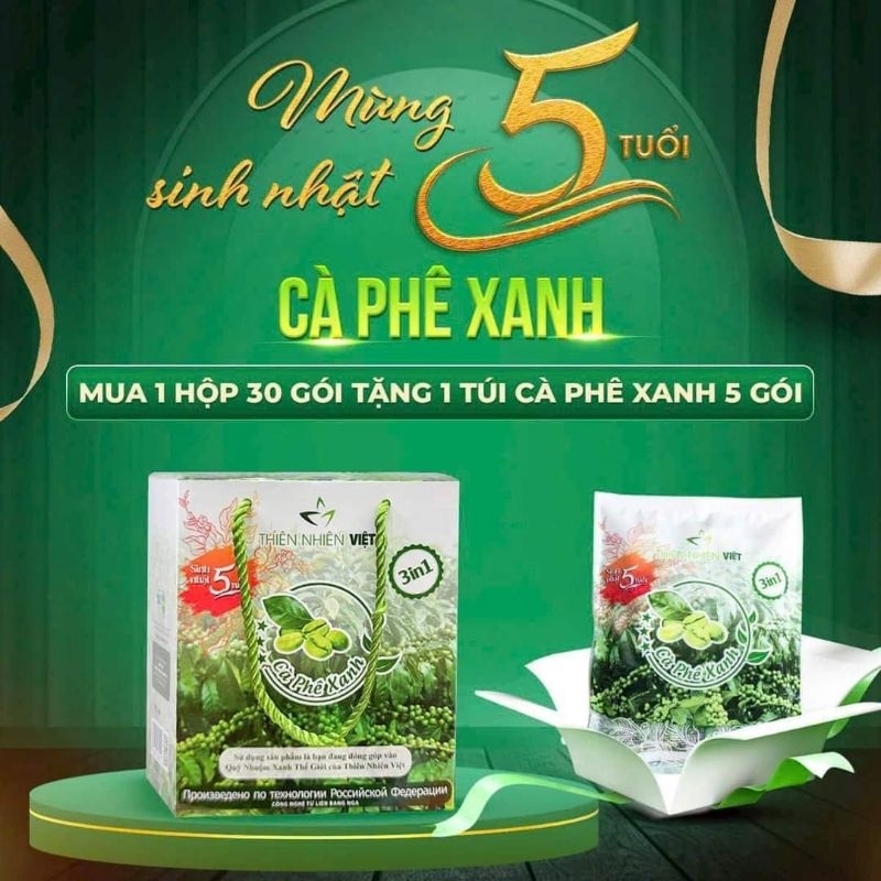Giảm Cân Cafê Xanh Chính Hãng Hộp 30 Gói Ạ Tặng Kèm Thêm Túi 5 Gói Ạ