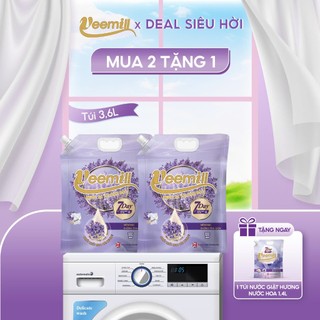 Nước xả vải đậm đặc Veemill 3,6 Lít , lưu hương lâu, mềm mại kháng khuẩn