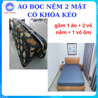 Bộ áo bọc nệm mặt có dây kéo bảo vệ nệm thun lạnh in Hàn Quốc đủ size và màu sắc