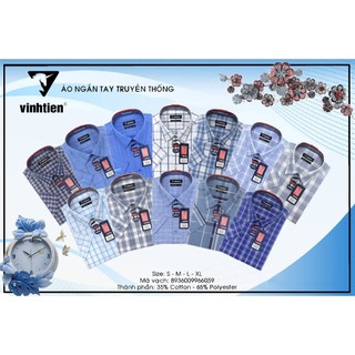 CHĨNH HÃNG Áo Sơ Mi Ngắn Tay Dáng Regular Vĩnh Tiến GTB 350
