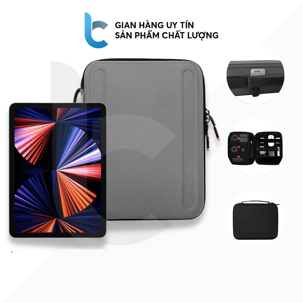 Túi Chống Sốc, Chống Nước Đựng IPAD, Macbook Và Phụ Kiện WIWU Parallel Hardshell Có Tay Cầm Và Quai Đeo Tiện Lợi