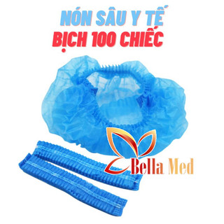 Nón giấy y tế 1 bịch 100 cái (2 màu xanh - trắng)