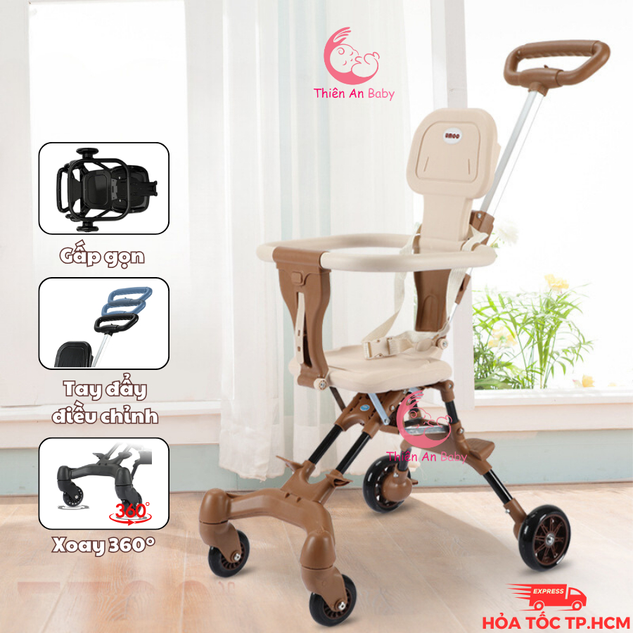 Xe đẩy Du Lịch Gấp Gọn Cho Bé chịu lực tốt, Xe đẩy gấp gọn MANG ĐI XE MÁY cho bé từ 6 tháng tuổi