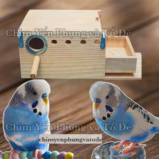 Tổ đẻ chim Yến Phụng có ngăn rút & ốp bảo vệ lỗ, chất liệu thông Mỹ. [hàng thủ công]