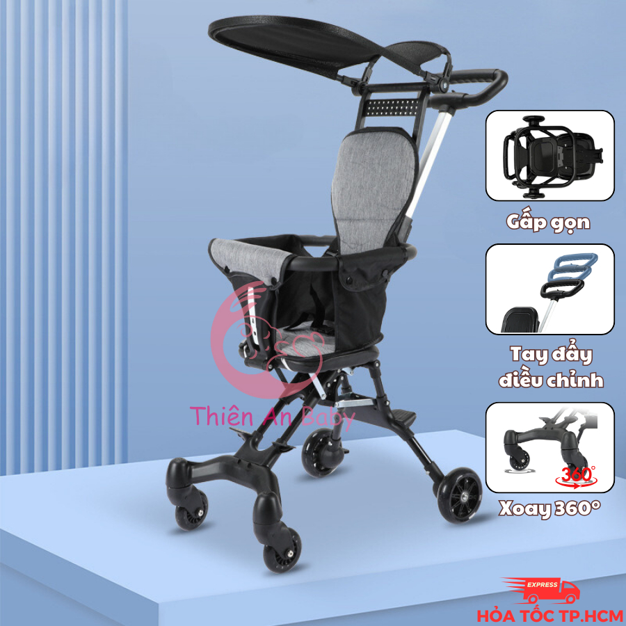 XE ĐẨY ĐẢO CHIỀU GẤP SIÊU GỌN V-BABY Q2, Xe đẩy gấp gọn cho bé, xe đẩy du lịch, Thiên An  Baby