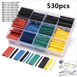 Bộ hỗn hợp 530 ống gen co nhiệt đầu nối dây điện , cáp tặng kèm hộp nhựa ❤️freeship❤️