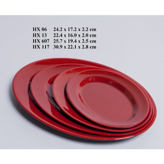 Dĩa nhựa kiểu hột xoài Melamine hai Lớp đỏ đen cao cấp