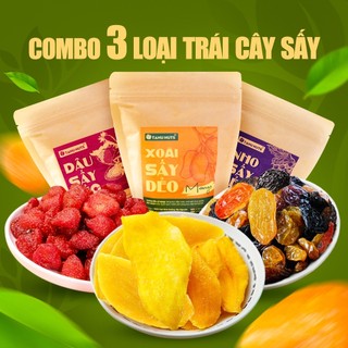 Combo siêu hời gồm nho khô 3 màu, mơ sấy dẻo, nam việt quất, xoài sấy dẻo, dâu TANU NUTS tiện lợi