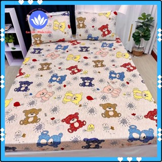 Bộ ga gối thun lạnh in HQ- 4 món cao cấp (gồm 1 drap + 2 vỏ áo gối nằm + 1 vỏ áo gối ôm)